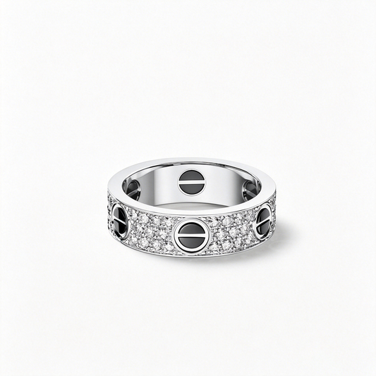 [Dawnora Jewelry]LOVE RING 5.5MM DIAMONDS PAVED CERAMIC