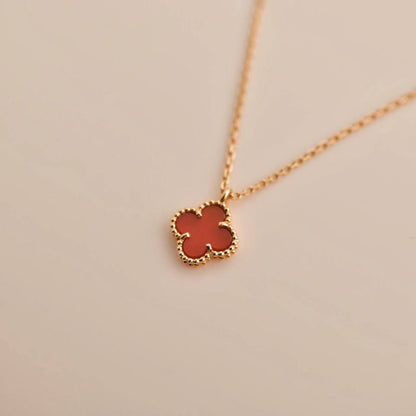 [Dawnora Jewelry]CLOVER MINI 9.5MM WHITE CARNELIANS NECKLACE