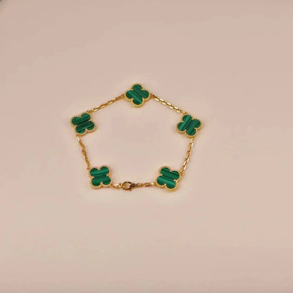 [Dawnora Jewelry] CLOVER 5 MOTIF MALACHITE BRACELET COLLECTION