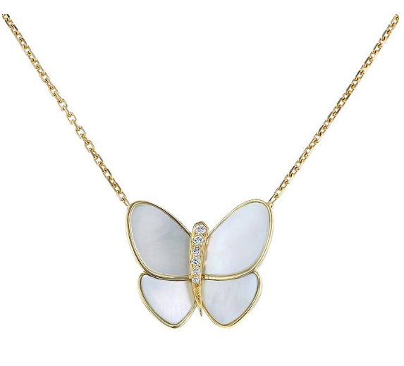 [Dawnora Jewelry]BUTTERFLY GOLD MOP DIAMOND NECKLACE