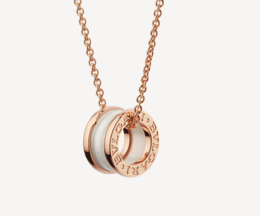 [Dawnora Jewelry]ZERO 1 WHITE CERAMIC PINK GOLD NECKLACE