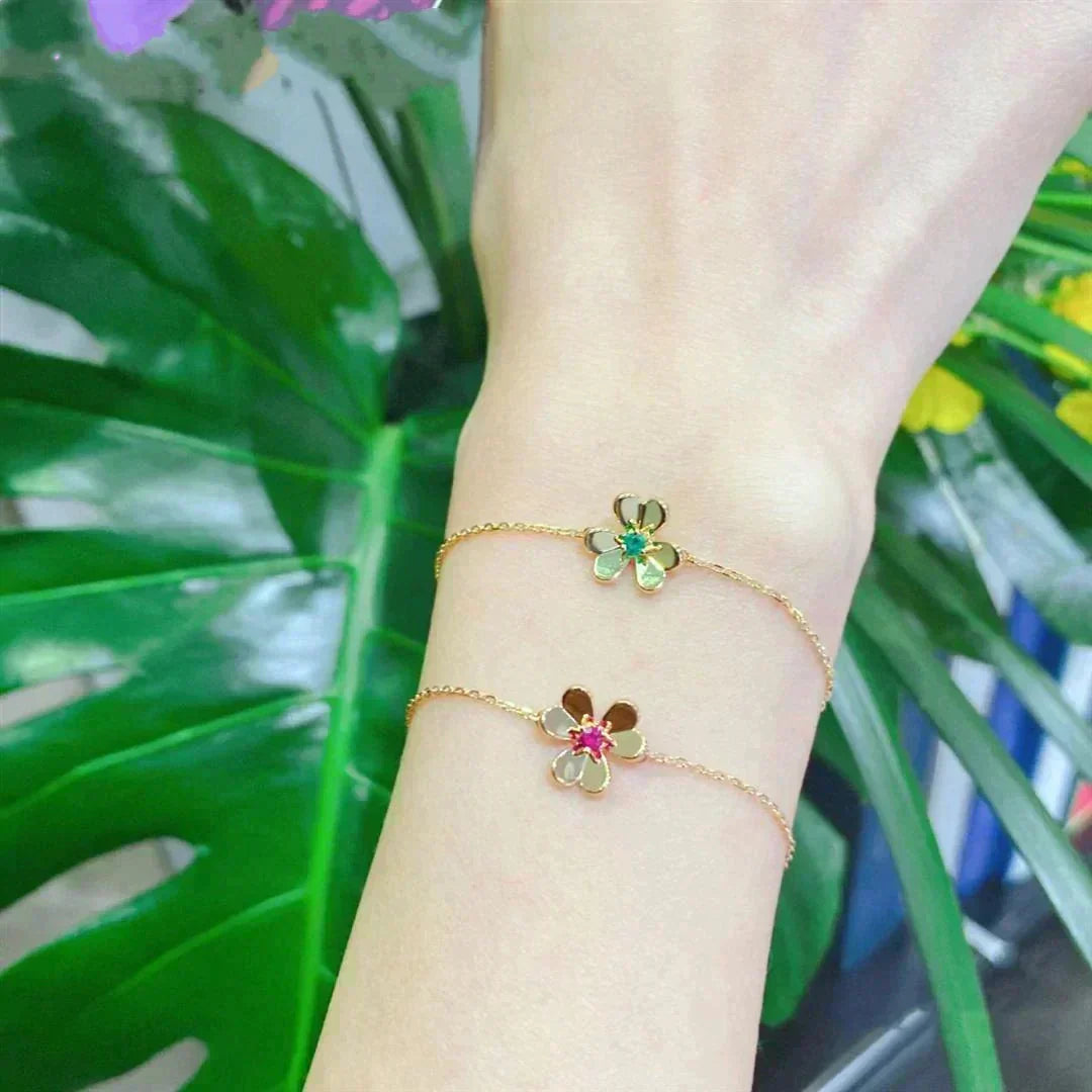 [Dawnora Jewelry]FRIVOLE GOLD FLOWER PINK MALACHITE BRACELET