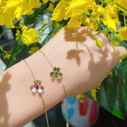 [Dawnora Jewelry]FRIVOLE GOLD FLOWER PINK MALACHITE BRACELET