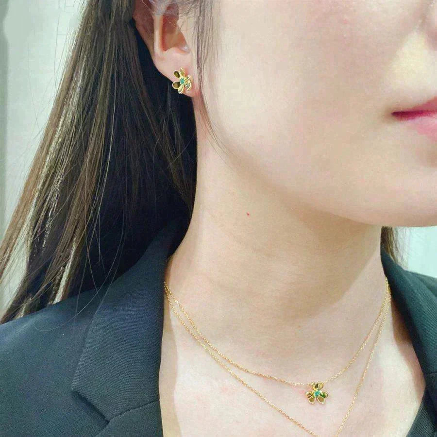 [Dawnora Jewelry]FRIVOLE  FLOWER MALACHITE EARRINGS