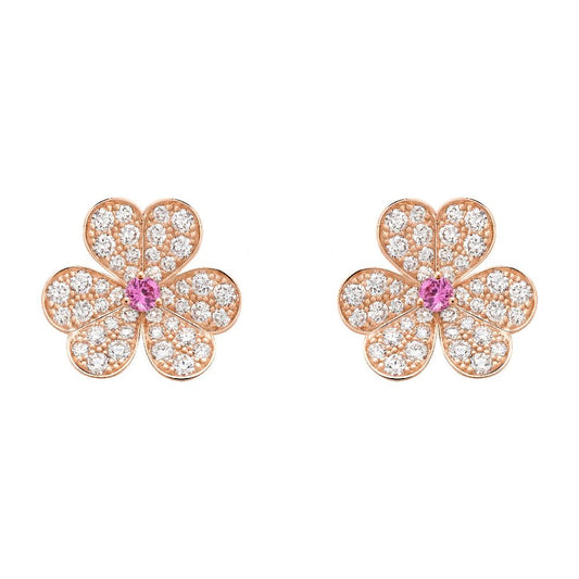 [Dawnora Jewelry]FRIVOLE PINK GOLD FLOWER DIAMOND EARRINGS