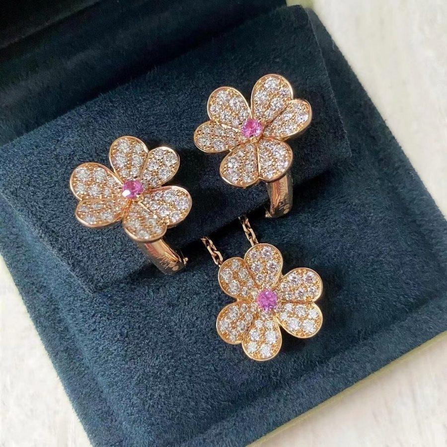 [Dawnora Jewelry]FRIVOLE PINK GOLD FLOWER DIAMOND EARRINGS