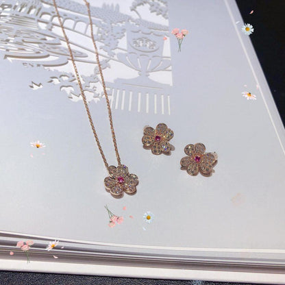 [Dawnora Jewelry]FRIVOLE PINK GOLD FLOWER DIAMOND EARRINGS