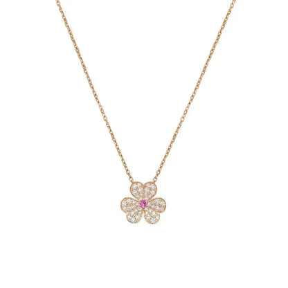[Dawnora Jewelry]FRIVOLE ROSE GOLD FLOWER DIAMOND NECKLACE