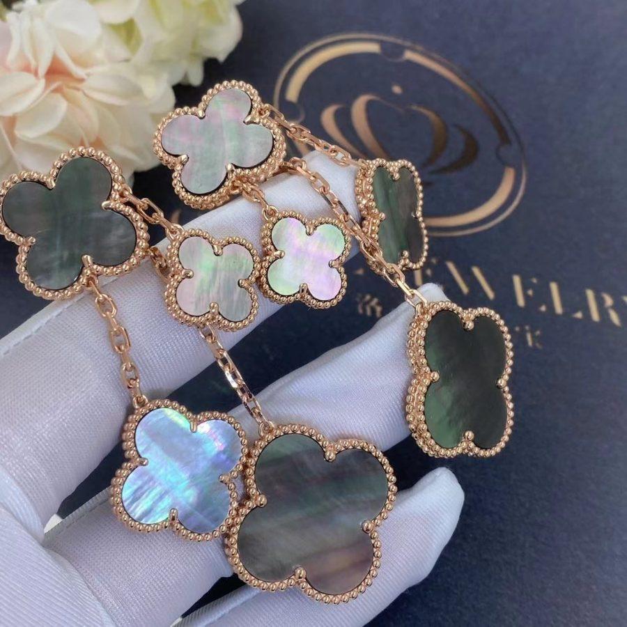 [Dawnora Jewelry]CLOVER EARRINGS DARK MOP 4 MOTIFS ROSE GOLD