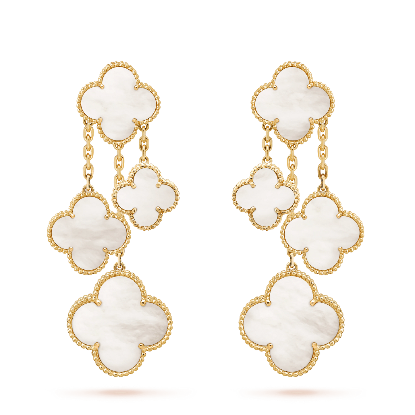 [Dawnora Jewelry]CLOVER EARRINGS WHITE MOP 4 MOTIFS GOLD