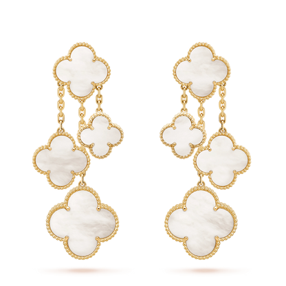 [Dawnora Jewelry]CLOVER EARRINGS WHITE MOP 4 MOTIFS GOLD