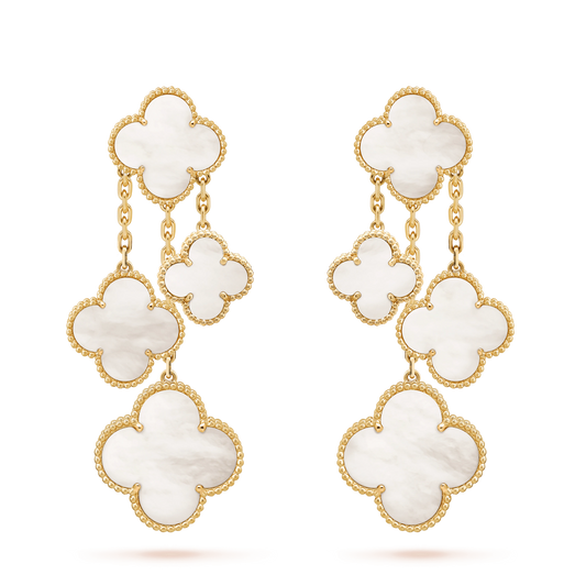 [Dawnora Jewelry]CLOVER EARRINGS WHITE MOP 4 MOTIFS GOLD