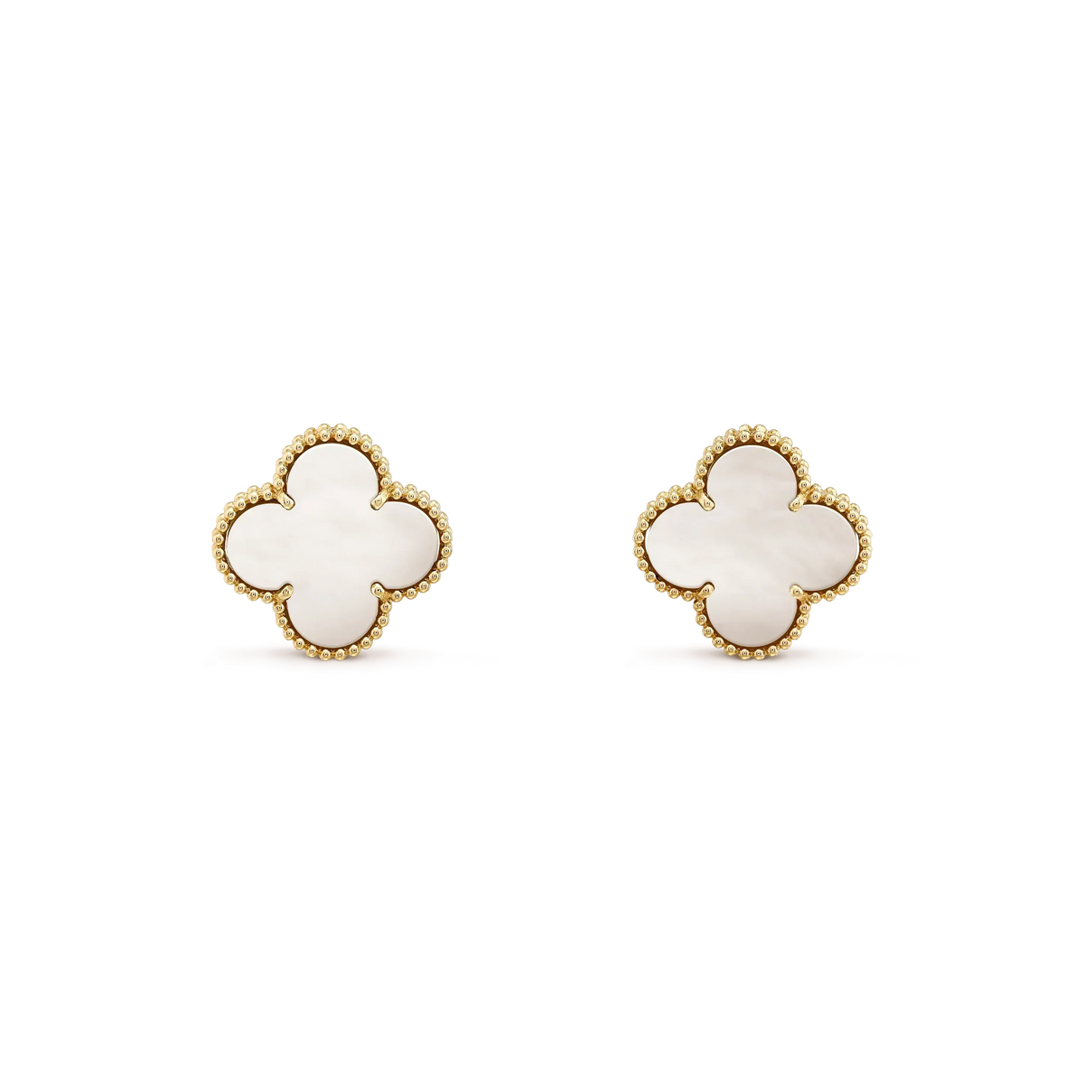 [Dawnora Jewelry]CLOVER MEDIUM 1 MOTIFS  WHITE MOP STUD EARRINGS