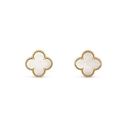 [Dawnora Jewelry]CLOVER MEDIUM 1 MOTIFS  WHITE MOP STUD EARRINGS