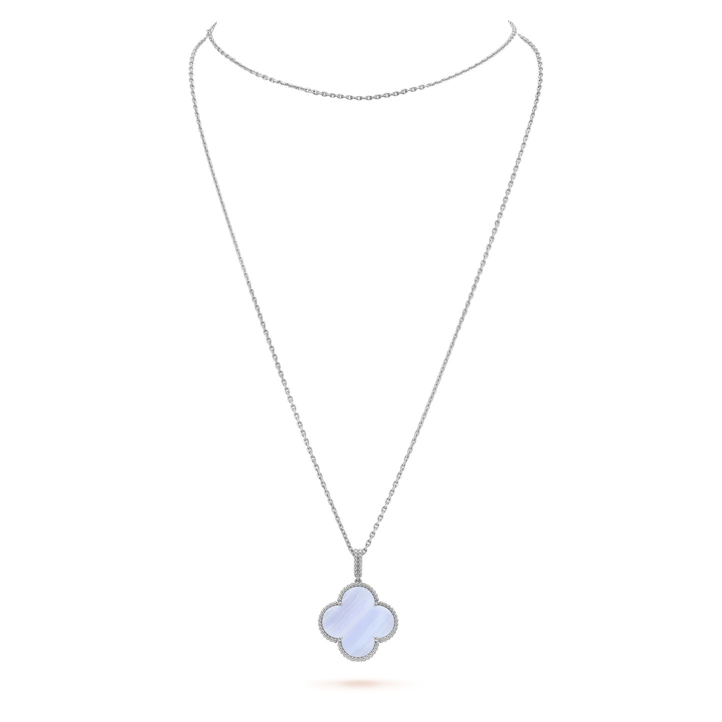 [Dawnora Jewelry]CLOVER SILVER CHALCEDONY BIG CLOVER NECKLACE