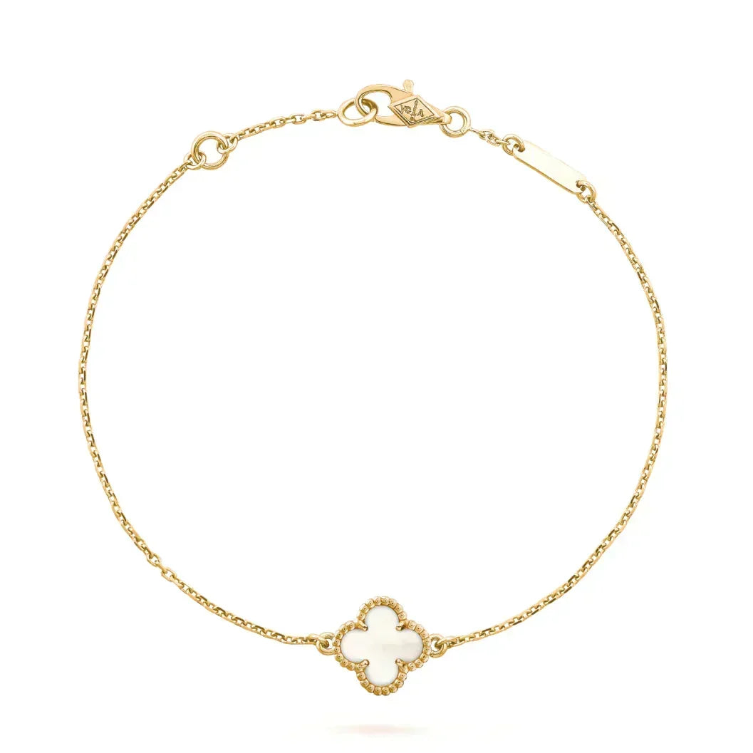 [Dawnora Jewelry]CLOVER WHITE MOP SINGLE FLOWER BRACELET