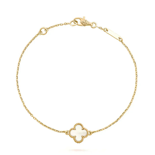 [Dawnora Jewelry]CLOVER WHITE MOP SINGLE FLOWER BRACELET
