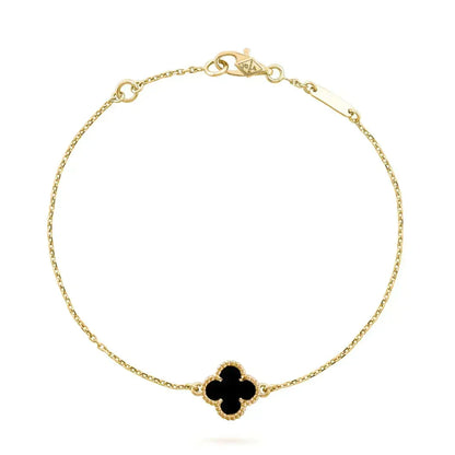 [Dawnora Jewelry]CLOVER ONYX SINGLE FLOWER BRACELET