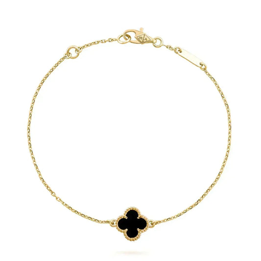 [Dawnora Jewelry]CLOVER ONYX SINGLE FLOWER BRACELET