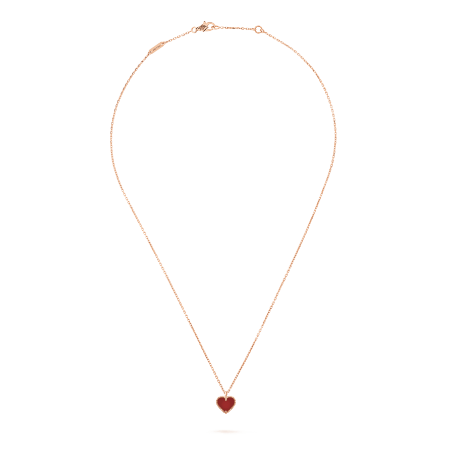 [Dawnora Jewelry]SWEET CLOVER CARNELIAN HEART NECKLACE
