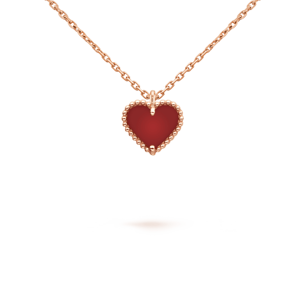[Dawnora Jewelry]SWEET CLOVER CARNELIAN HEART NECKLACE