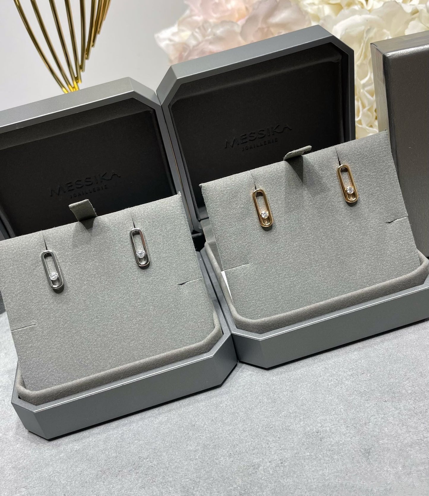 [Dawnora Jewelry]MOVE UNO SMALL 1 DIAMOND EARRINGS