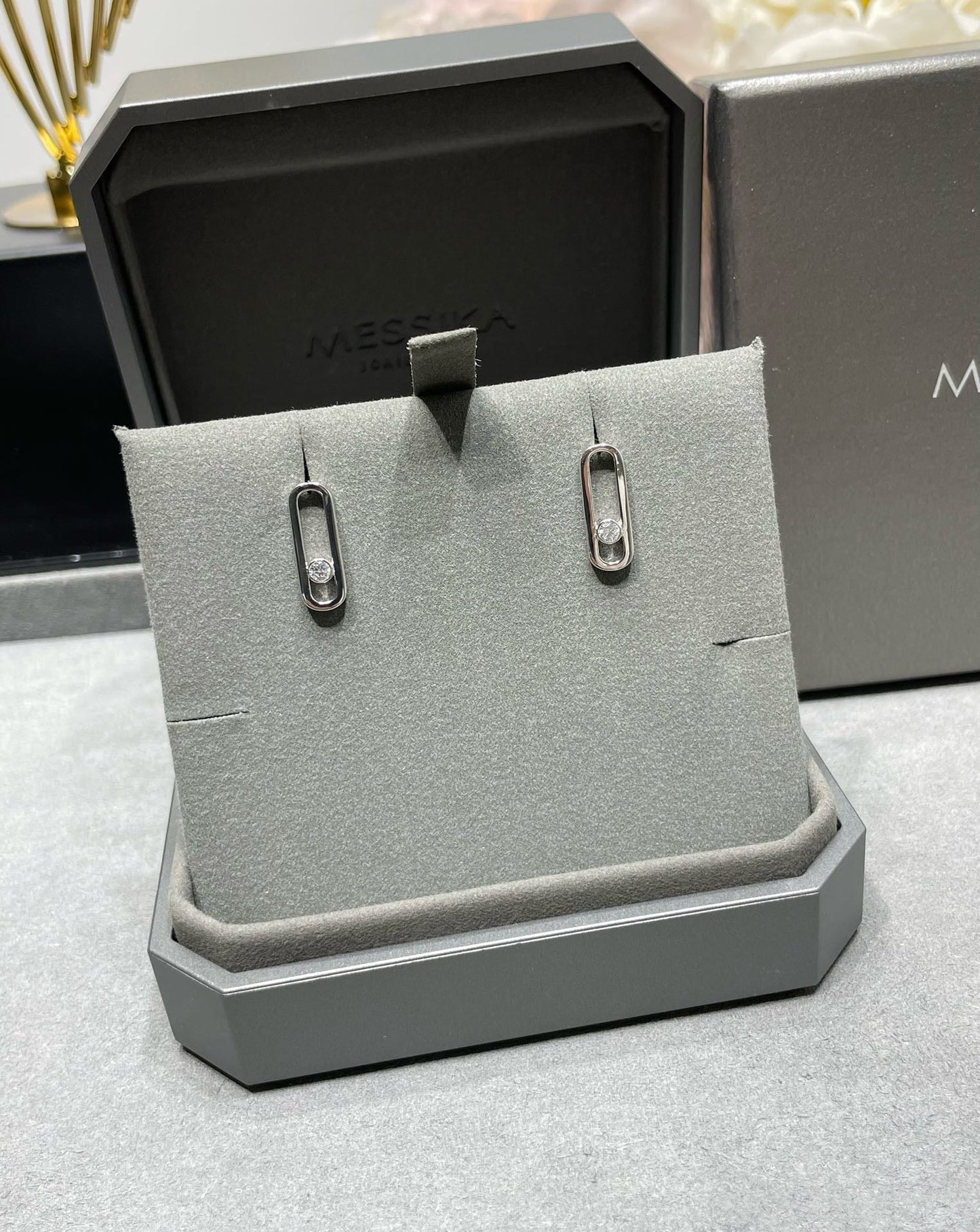 [Dawnora Jewelry]MOVE UNO SMALL 1 DIAMOND EARRINGS