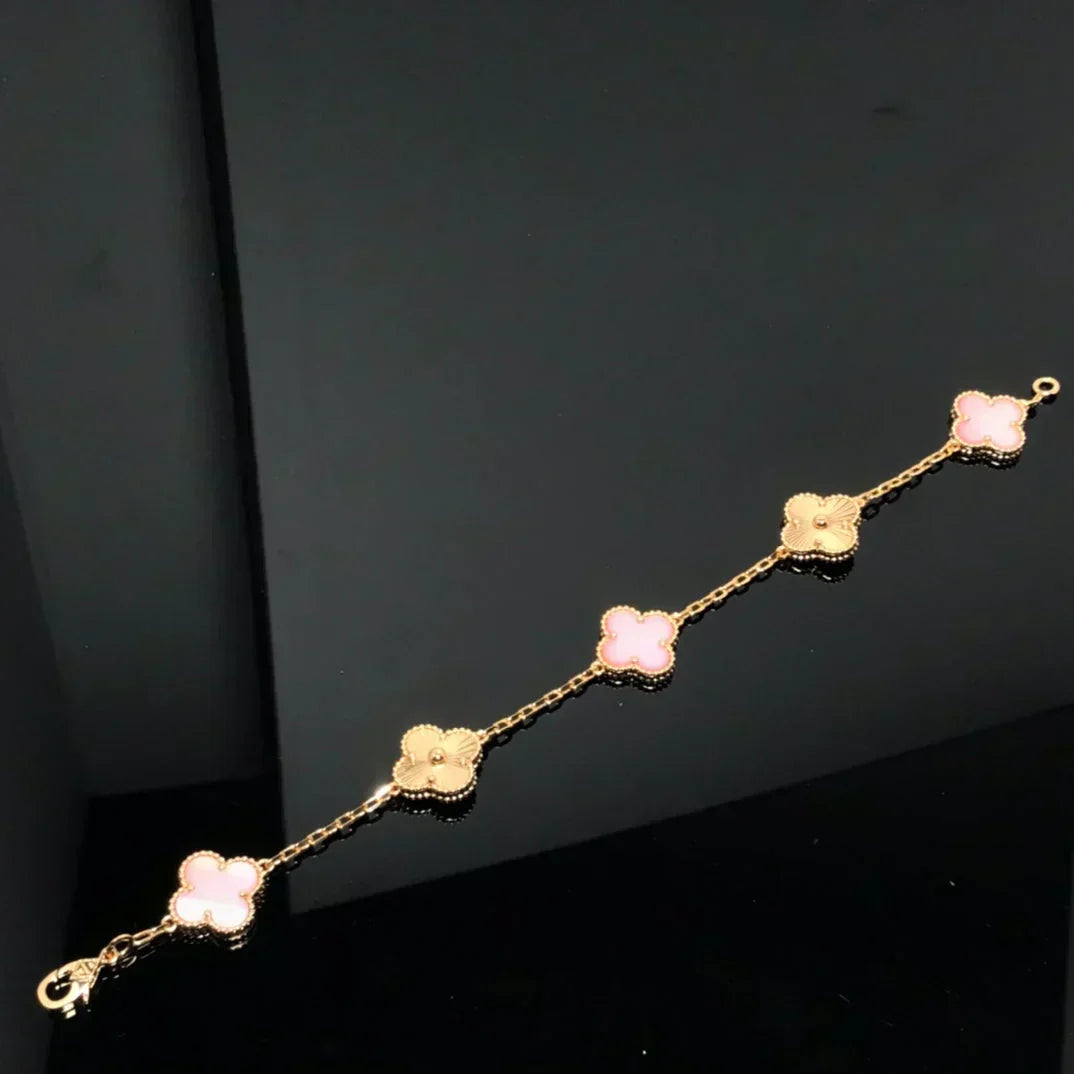 [Dawnora Jewelry] CLOVER 5 MOTIFS  PINK MOP BRACELET COLLECTION