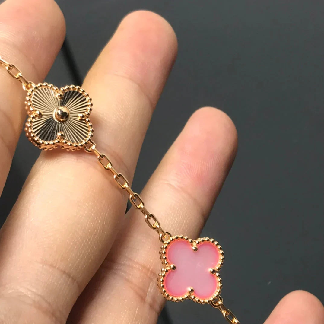 [Dawnora Jewelry] CLOVER 5 MOTIFS  PINK MOP BRACELET COLLECTION