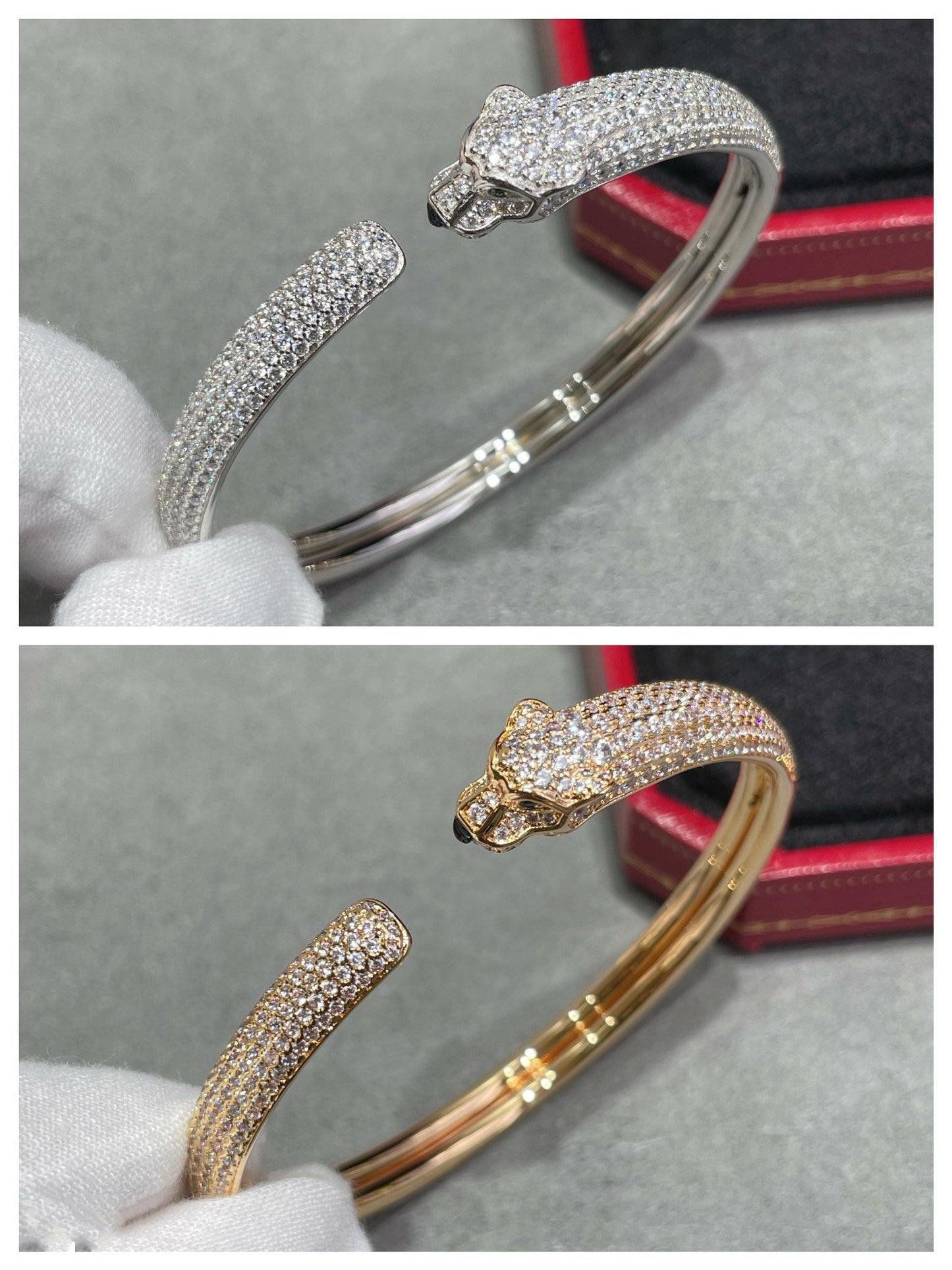 [Dawnora Jewelry]PANTHERE FULL DIAMOND OPEN BRACELET