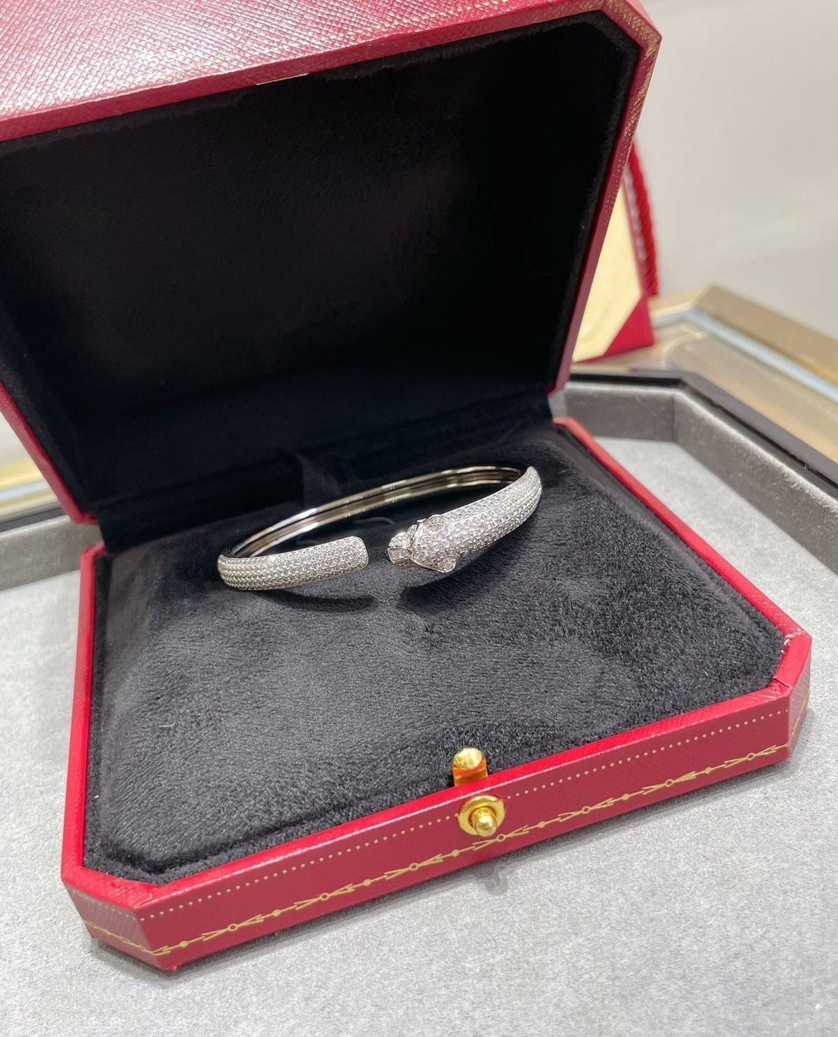 [Dawnora Jewelry]PANTHERE FULL DIAMOND OPEN BRACELET