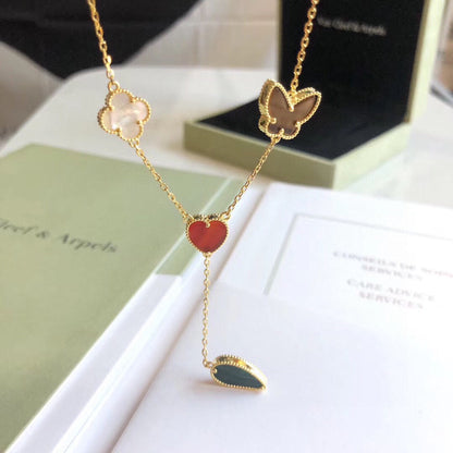 [Dawnora Jewelry]LUCKY SPRING 4 MOTIFS ROSE GOLD NECKLACE