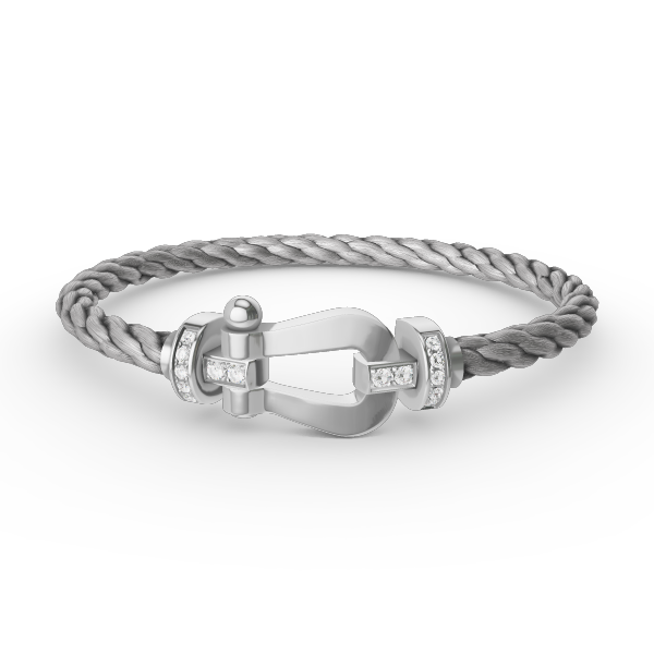 [Dawnora Jewelry]FORCE LARGE HORSESHOE HALF DIAMOND BRACELET SILVER