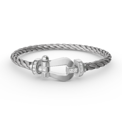 [Dawnora Jewelry]FORCE LARGE HORSESHOE HALF DIAMOND BRACELET SILVER