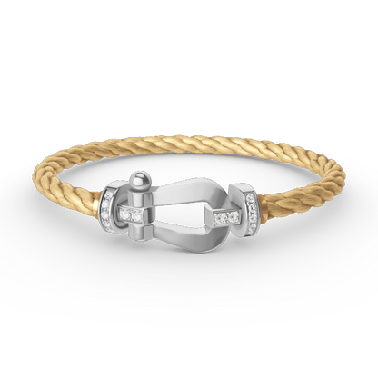 [Dawnora Jewelry]FORCE LARGE HORSESHOE HALF DIAMOND BRACELET SILVER