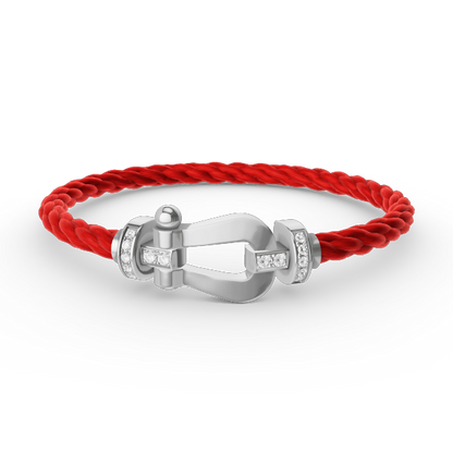 [Dawnora Jewelry]FORCE LARGE HORSESHOE HALF DIAMOND BRACELET SILVER