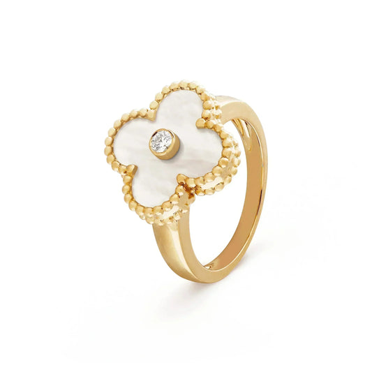 [Dawnora Jewelry]CLOVER PINK MOP RING GOLD DIAMOND